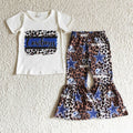 Girls short sleeve bell bottom outfits    GSPO0206