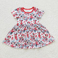 Girls short sleeve cartoon print dress  GSD0181