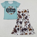 Girls wild west print bell pants outfit    GSPO0291