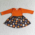 GLD0011 Girls orange fall pumpkin dress