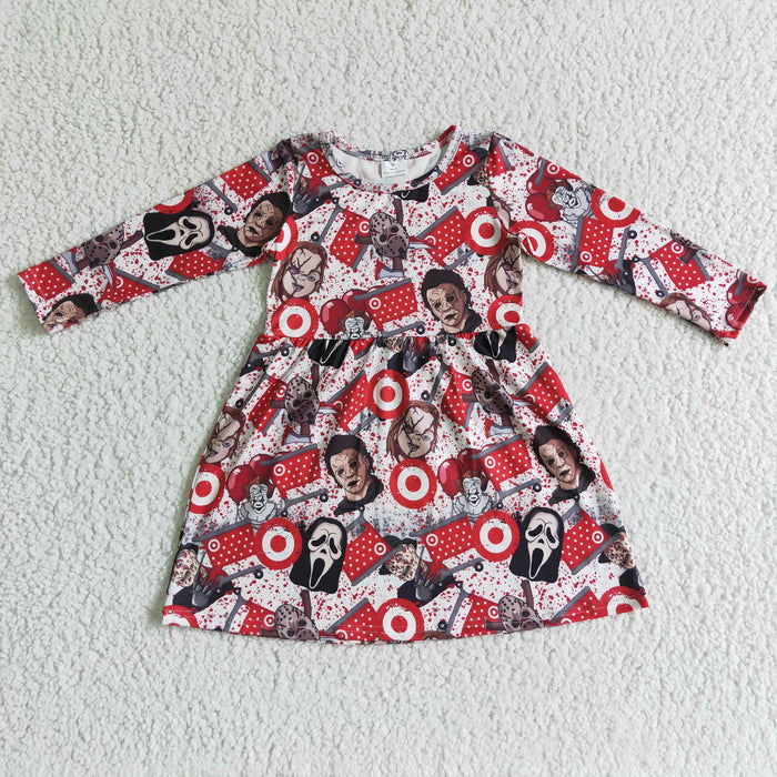 GLD0038 Targe* Cartoon Film Characters Print Girls Halloween Knee Length Dress