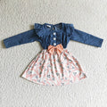 GLD0044 Ghost Pink Print Girls Halloween Knee Length Dress