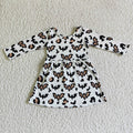 GLD0051 Bat Leopard Print Girls Halloween Knee Length Dress