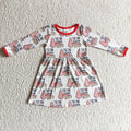 GLD0110 It's Season Debbie Cake Print Girls Christmas Knee Length Dress