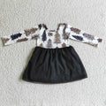 GLD0131 Leopard Tree Print Girls Christmas Knee Length Tulle Dress