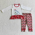 GLP0226 Dino Dots Top Stripes Pants Girls Christmas Clothes Set