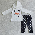 GLP0293 Let it snow White Hoodie Top Black Dots Pants Girls Christmas Clothes Set