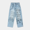 God's Favorite Denim Washed Womens Pants (Washed Blue)
