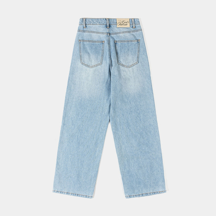 God's Favorite Denim Washed Womens Pants (Washed Blue)