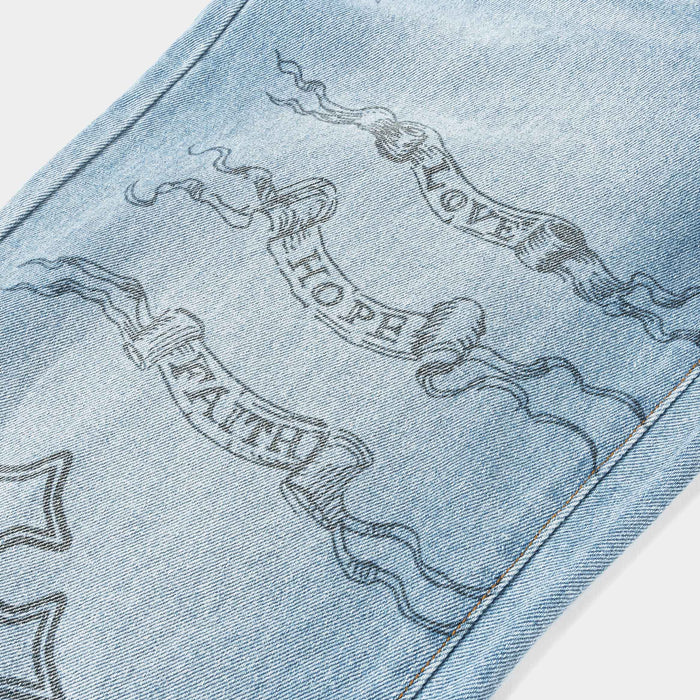 God's Favorite Denim Washed Womens Pants (Washed Blue)