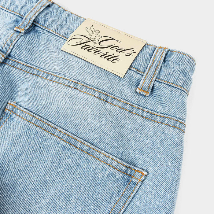 God's Favorite Denim Washed Womens Pants (Washed Blue)