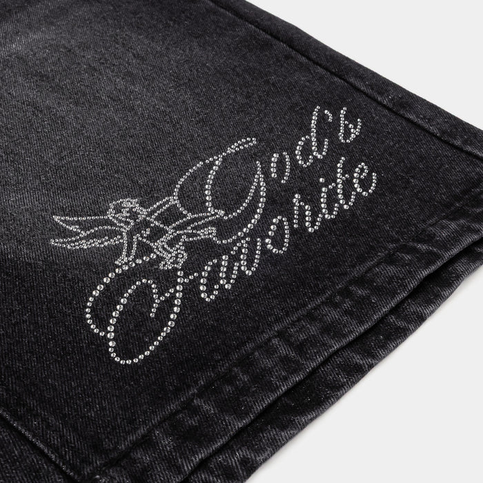 God's Favorite Denim Womens Shorts (Black/Silver)