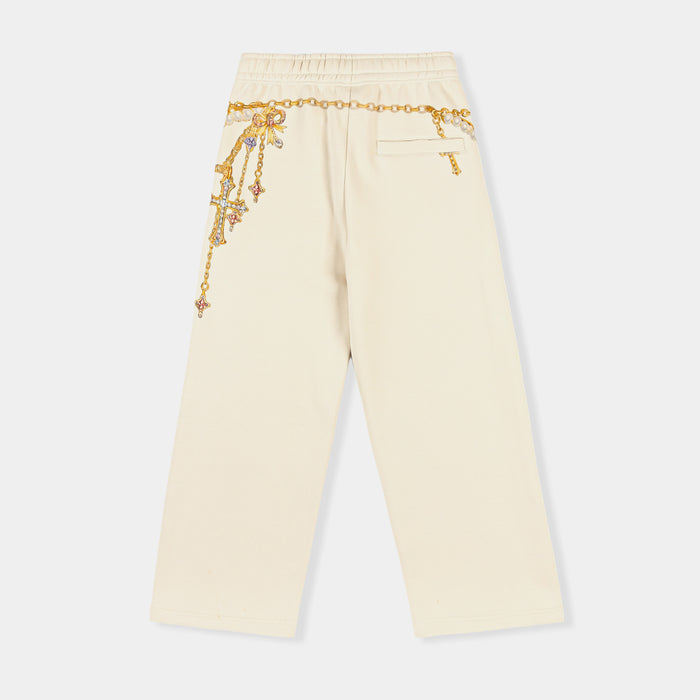 God's Favorite Fleece Womens Sweatpants (Cream/Pink)