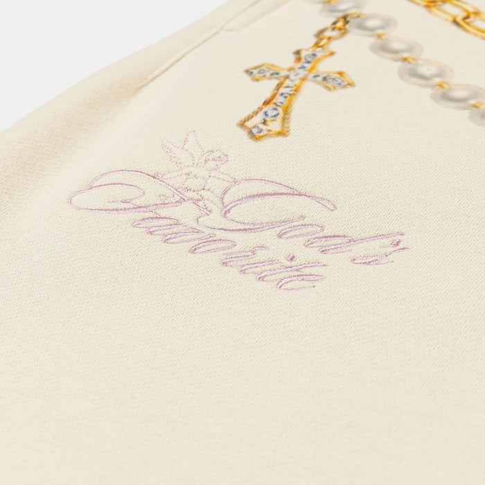 God's Favorite Fleece Womens Sweatpants (Cream/Pink)