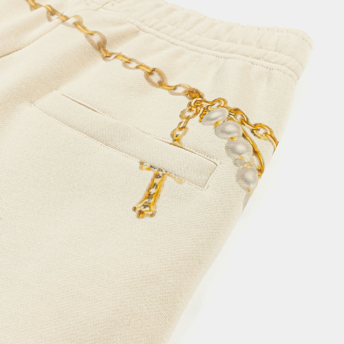 God's Favorite Fleece Womens Sweatpants (Cream/Pink)