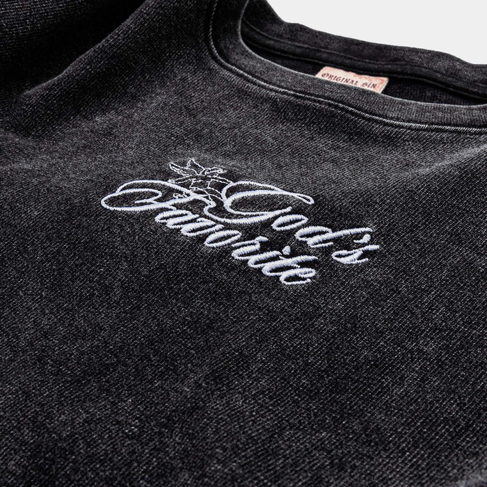 God's Favorite Washed Womens Long Sleeve Shirt (Black/Pink)