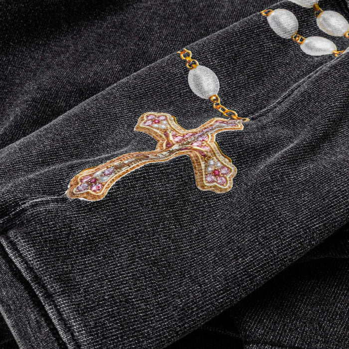 God's Favorite Washed Womens Long Sleeve Shirt (Black/Pink)
