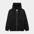 Gradient Studded Zip Up Mens Hoodie (Black/Black)