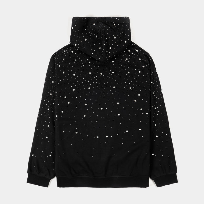 Gradient Studded Zip Up Mens Hoodie (Black/Black)