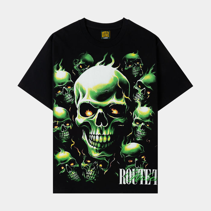 Green Skulls Men Short Sleeve Shirt (Black/Green)