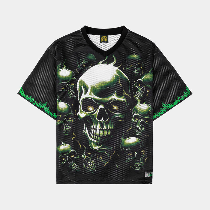 Green Skulls Mesh Mens Jersey (Black/Green)