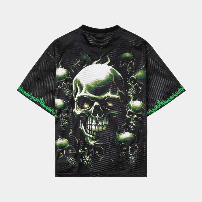 Green Skulls Mesh Mens Jersey (Black/Green)