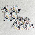 GSD0100 Ghost Popsicle Print Girls Halloween Skirts Clothes Set