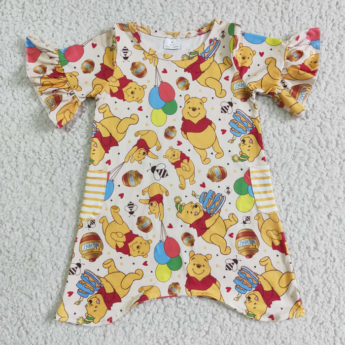 GSD0114 Cute little bear girls summer knee length dress