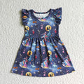 GSD0131 Nightmar* Print Girls Halloween Knee Length Dress