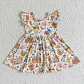 GSD0134 Cartoon Bear Winni* Pumpkin Girls Halloween Knee Length Dress
