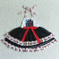 GSD0136 Cartoon Film Characters Print Girls Halloween Halter Ruffle Tulle Dress