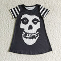 GSD0137 Skull Smiling Print Girls Halloween Knee Length Dress