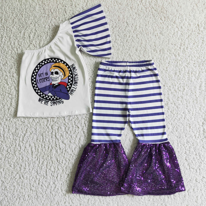 GSPO0178 GET IN LOSERS Top Stripes Bell Pants Girls Halloween Clothes Set