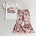 GSPO0183 Witch Top Flowers Bell Pants Girls Halloween Clothes Set
