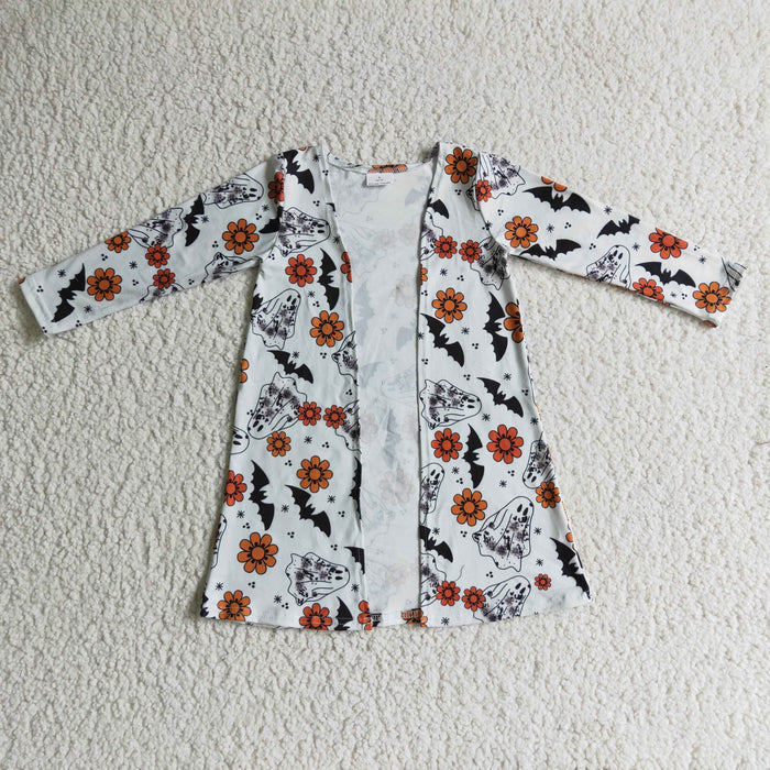 GT0042 Ghost Flower Print Girls Halloween Jackets Cardigans Top