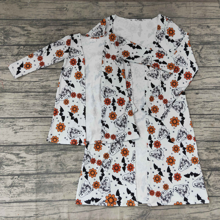 GT0043 Ghost Flower Print Woman Halloween Jackets Cardigans Top