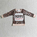 GT0060 Merry Leopard Print Girls Christmas Tee Shirts Top