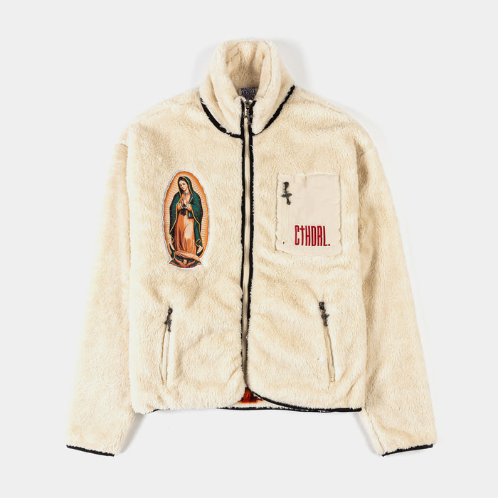 Guadalupe Sherpa Mens Jacket (Beige/Green)