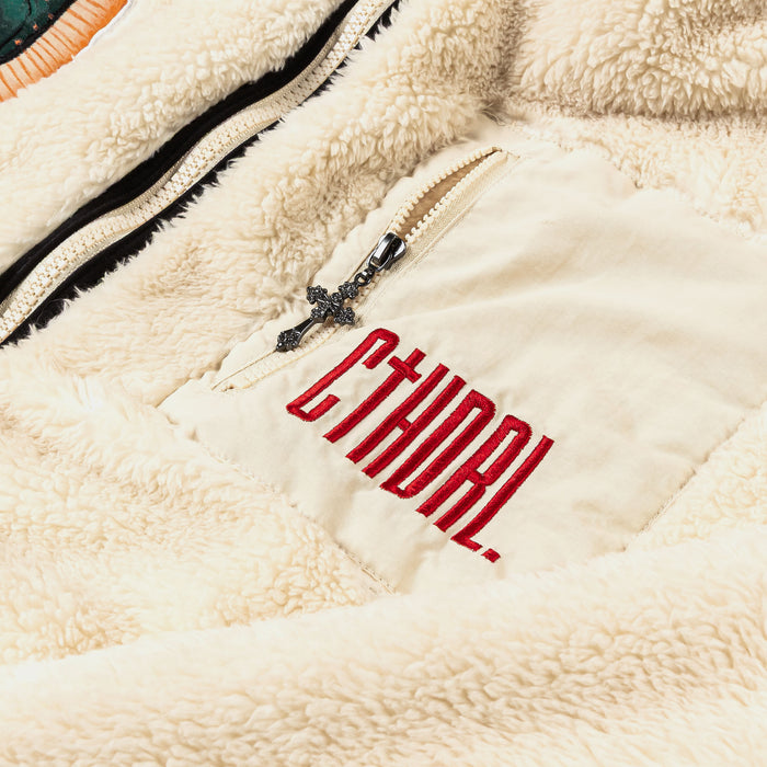 Guadalupe Sherpa Mens Jacket (Beige/Green)