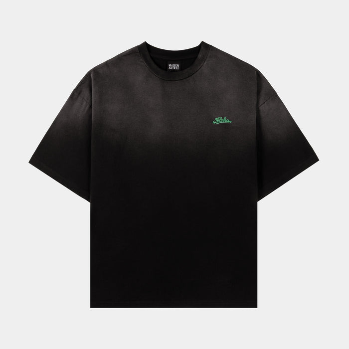 Hawaii Premium Washed Mens Short Sleeve Shirt (Black/Green)