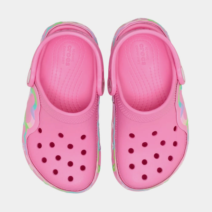 Heart Lights Classic Clog Infant Toddler Sandals (Pink/Yellow)