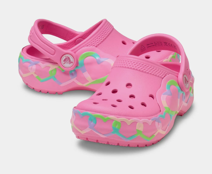 Heart Lights Classic Clog Infant Toddler Sandals (Pink/Yellow)