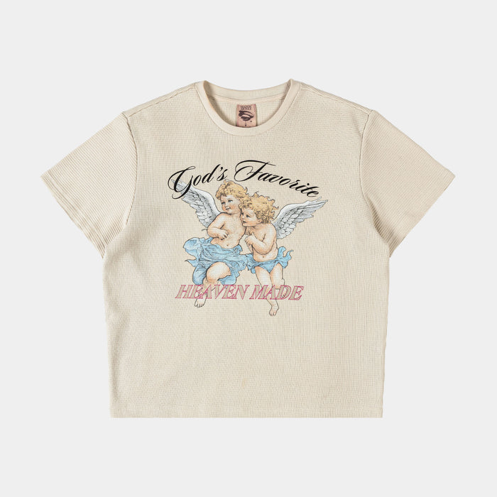 Heaven Made Thermal Womens Short Sleeve Shirt (Cream/Pink)