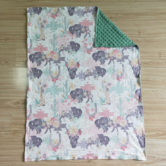 Highland Cow Flowers Print blanket  BL0007