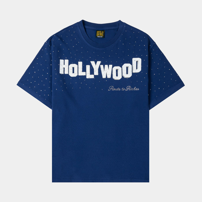 Hollywood Premium Mens Short Sleeve Shirt (Blue/White)