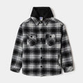 Hooded Flannel Mens Jacket (Black/White)