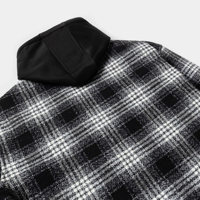 Hooded Flannel Mens Jacket (Black/White)
