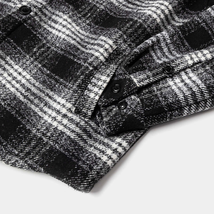 Hooded Flannel Mens Jacket (Black/White)