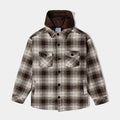 Hooded Flannel Mens Jacket (Brown/White)