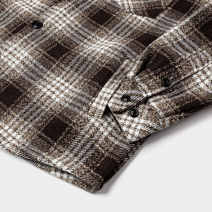 Hooded Flannel Mens Jacket (Brown/White)